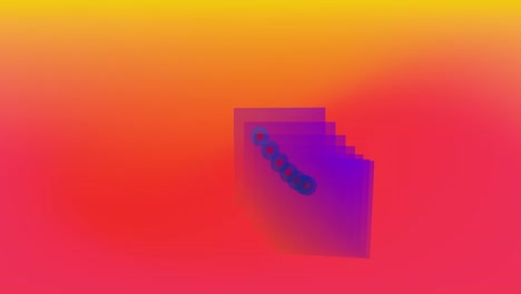Lila-Quadratische-Form,-Die-Sich-Vor-Orangefarbenem-Hintergrund-Bewegt