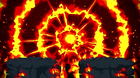 animación de fuego de dibujos animados. fondo de bucle de llama. competencia. juego de batalla.
