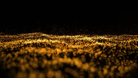 abstract motion background of shining particles. digital signature with wave particles, sparkle. orange and yellow