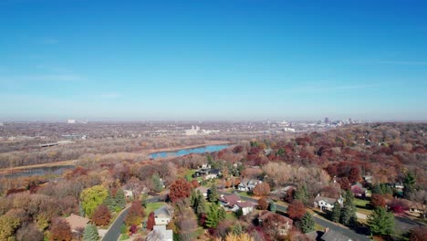 sliding drone aerial views of mendota heights in minnesota