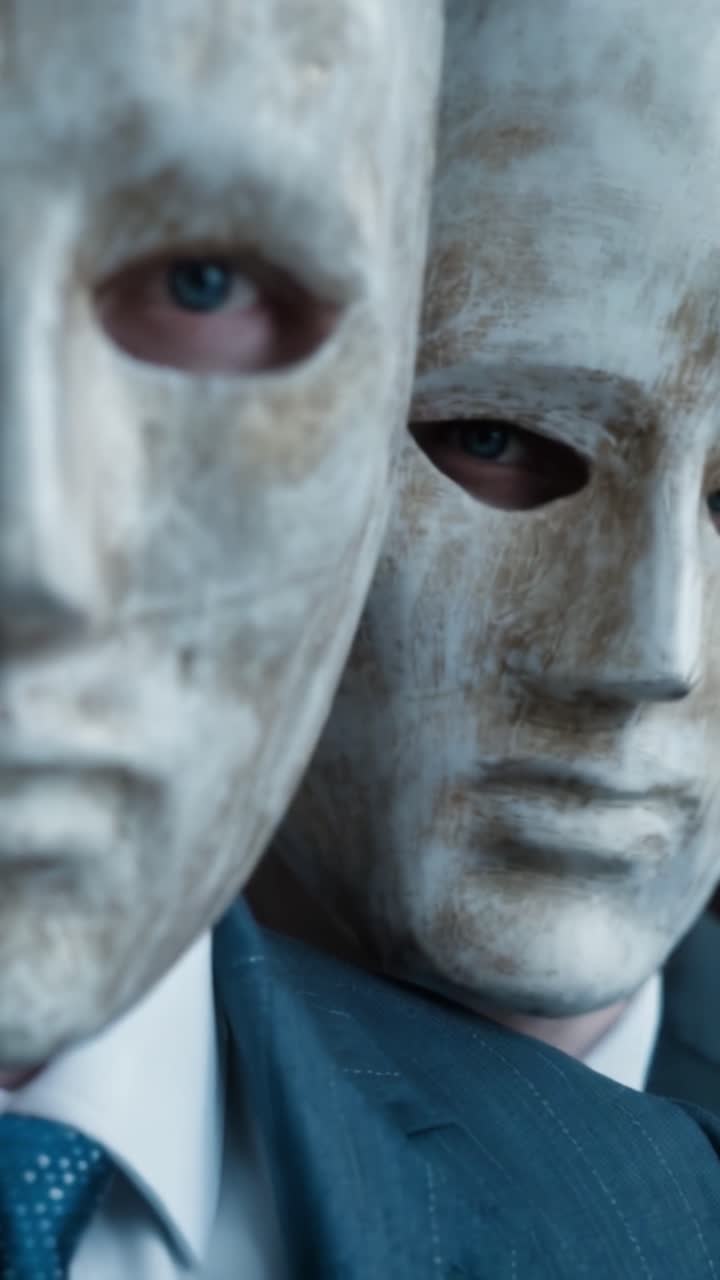 Figure misteriose in maschera: un'esplorazione accattivante di identità e occultamento in un'atmosfera enigmatica.