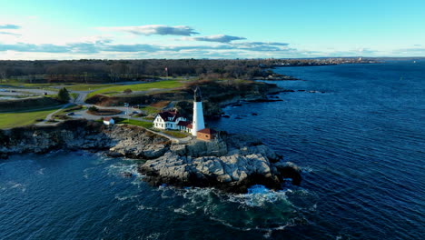 lighthouse cape elizabeth portland main in soft afternoon winter sun