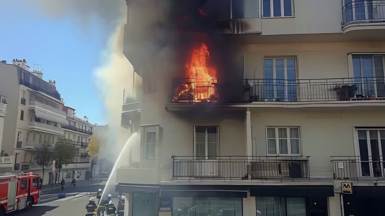 A building is on fire and the smoke is billowing out of the top of the building