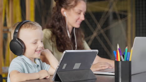 child learning with mother