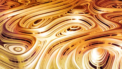 looped abstract background with wavy sparkling golden liquid pattern on shiny glossy surface. viscous yellow fluid like surface of gold foil or brilliant glass. beautiful creative festive backdrop.