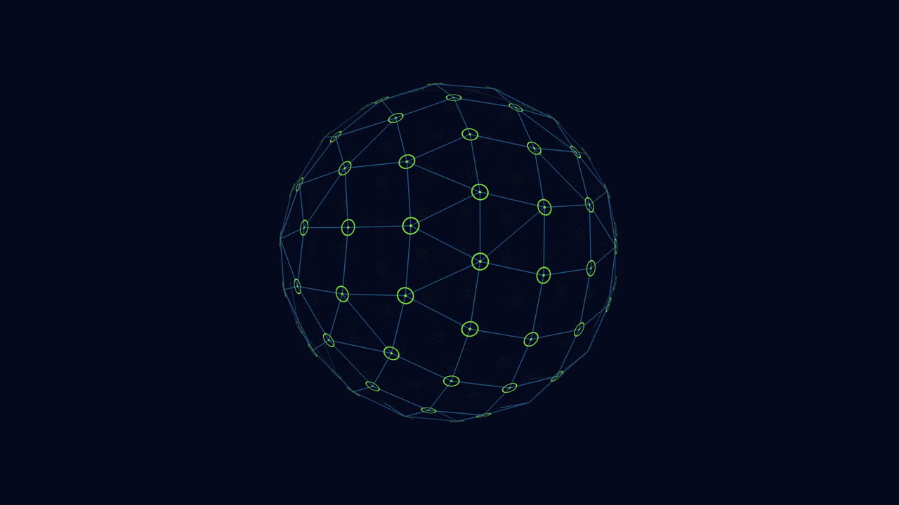 3d rendered sphere with interconnected lines and dots creates illusory object