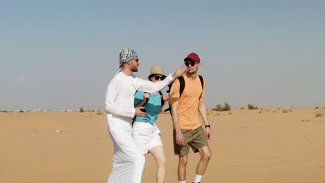 three travelers in the desert