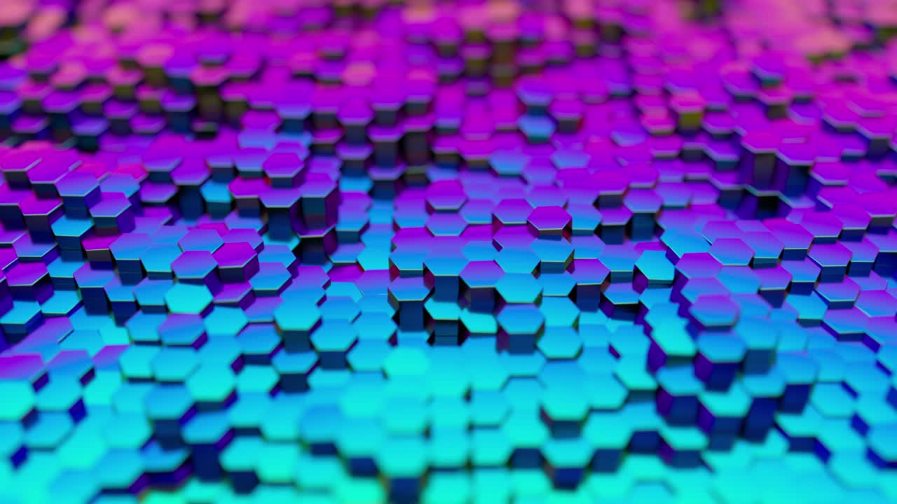 hexágonos abstractos movimientos aleatorios fondo, bucle sin costuras renderizado en 3d espectro de luz ultravioleta moderno colores azules púrpuras