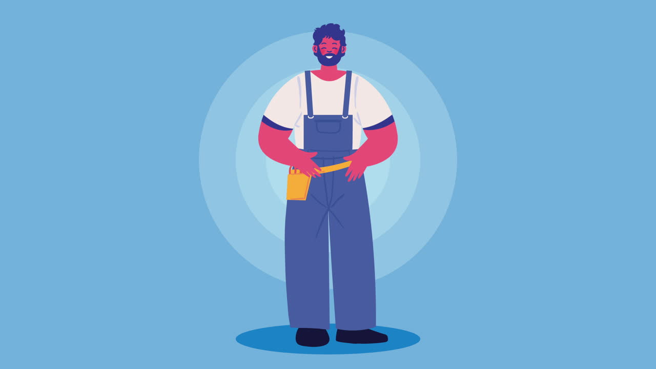 trabajador mecánico animación de personajes profesionales
