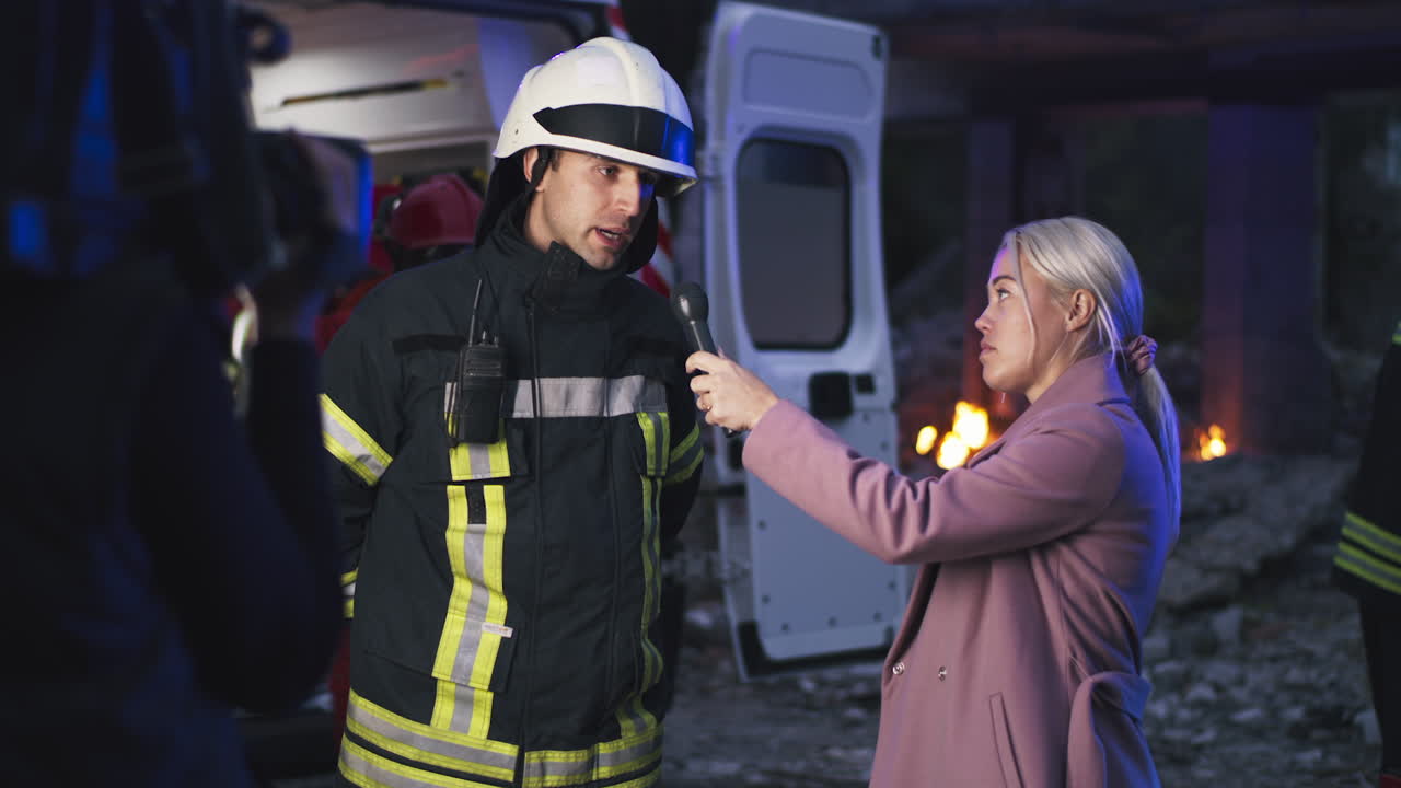 Firefighter Interview at Disaster Scene