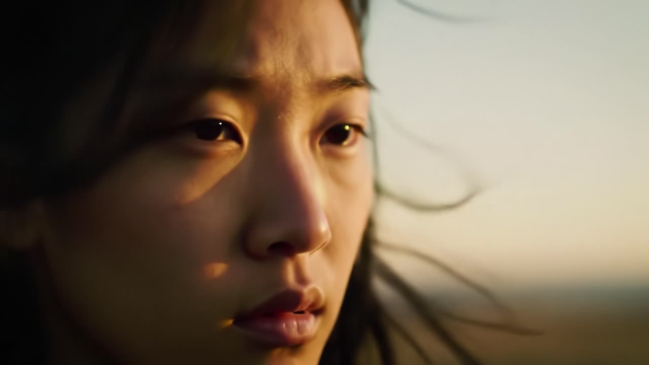 A contemplative moment captured in a serene landscape, showcasing deep emotions and the beauty of natural light reflecting off a thoughtful gaze