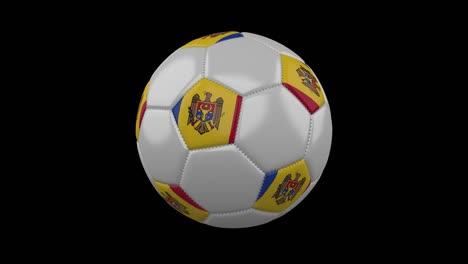 soccer ball with flag moldova, loop alpha