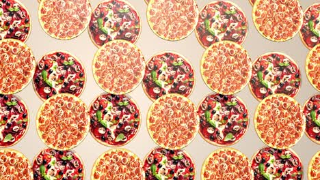 el movimiento interminable de la pizza, fondo publicitario.
