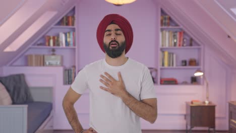 hombre indio sikh enfermo que sufre de resfriado y tos