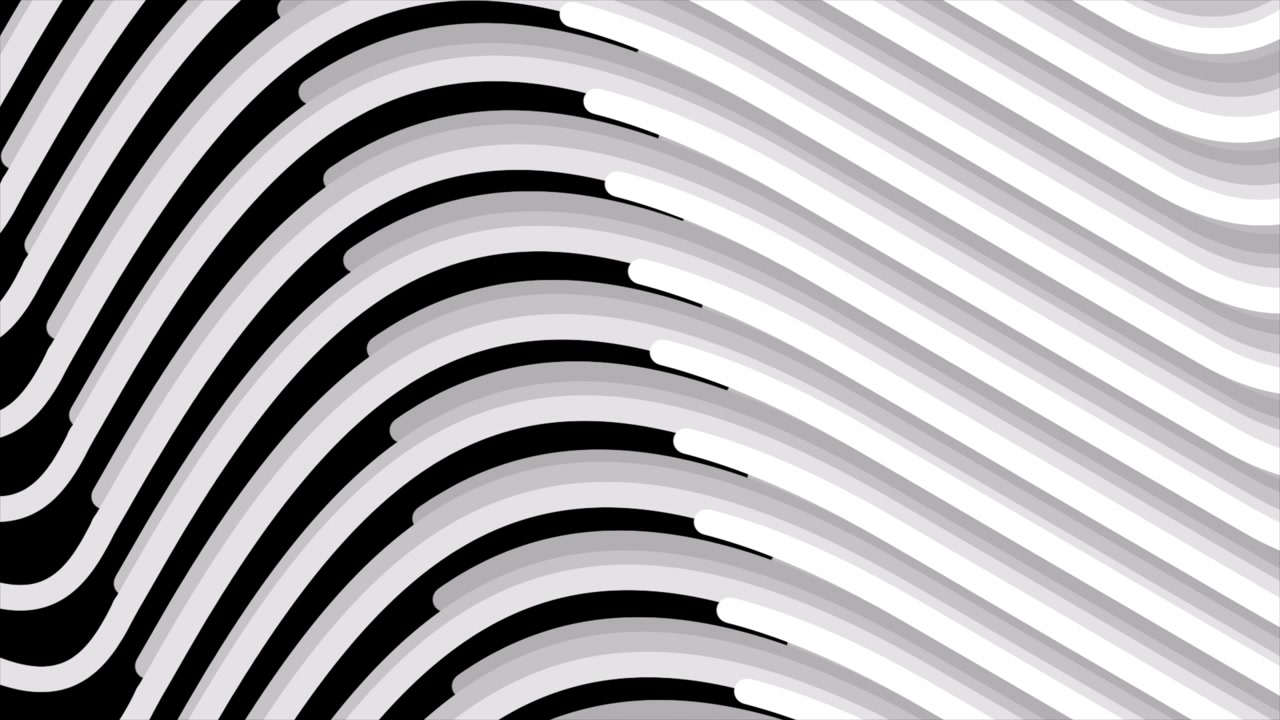 Abstract Animation of Moving White Curved Lines on Black Background
