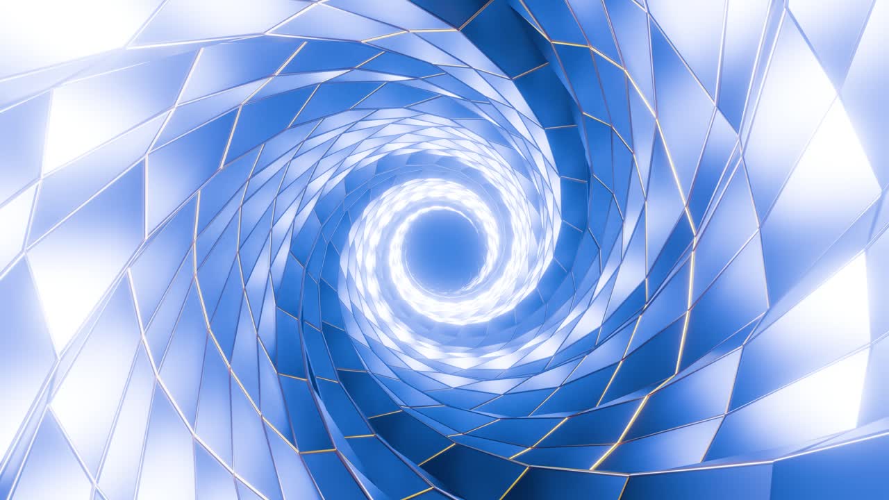3D animation of glowing neon spiral abstract tunnel