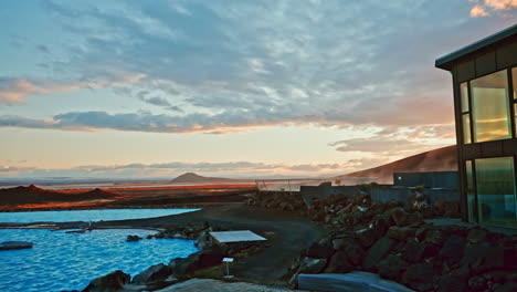 panoramic view of outdoor icelandic spa