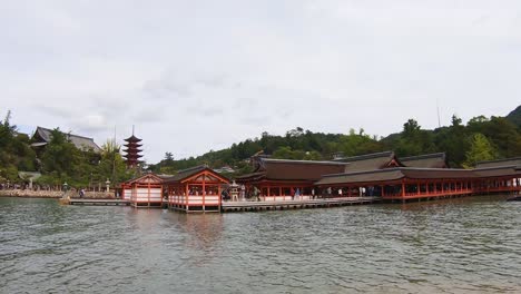 traditional shinto architecture of itsukushima shrine, miyajima island, japan
