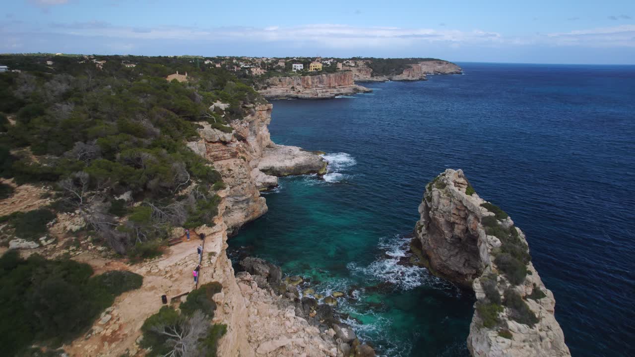 Es Pontas rocky coastline in Mallorca, Spain