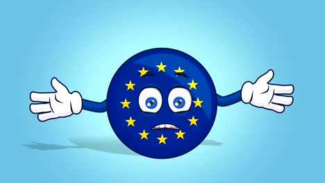 cartoon european union icon flag do not know with face animation