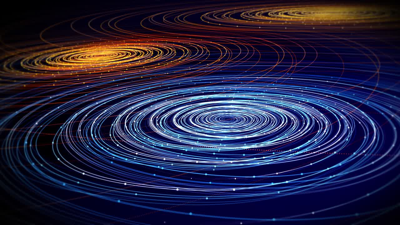 천천히 흐르는 추상적인 다채로운 디지털 라인, 창의적인 배경 애니메이션