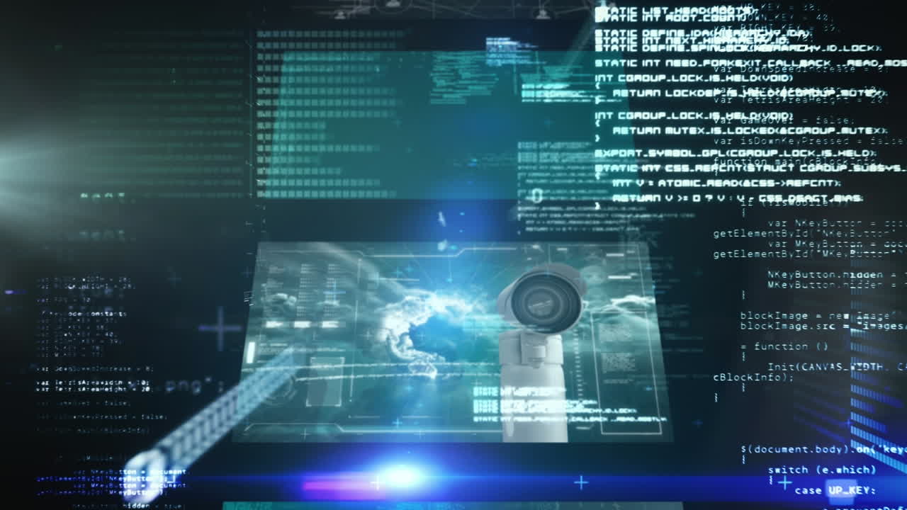 Animation of binary coding and data processing on screens