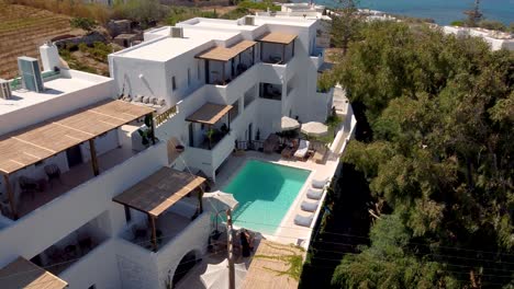 luxury hotel with pool in greece - aerial view