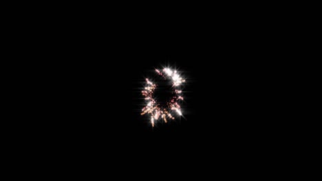 loop footage fireworks with sparkling lights and stars, ignites an explosion on a black background