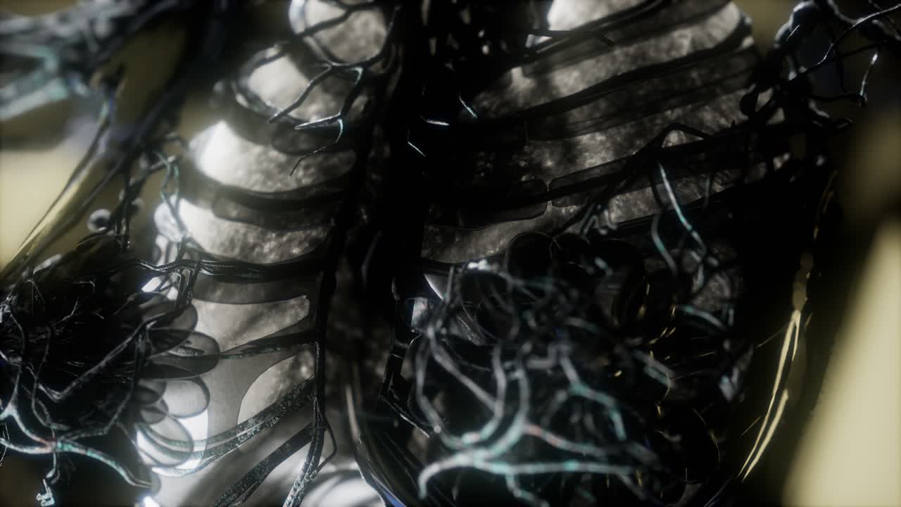 сканирование человеческого тела с светящимися легкими и трахеей