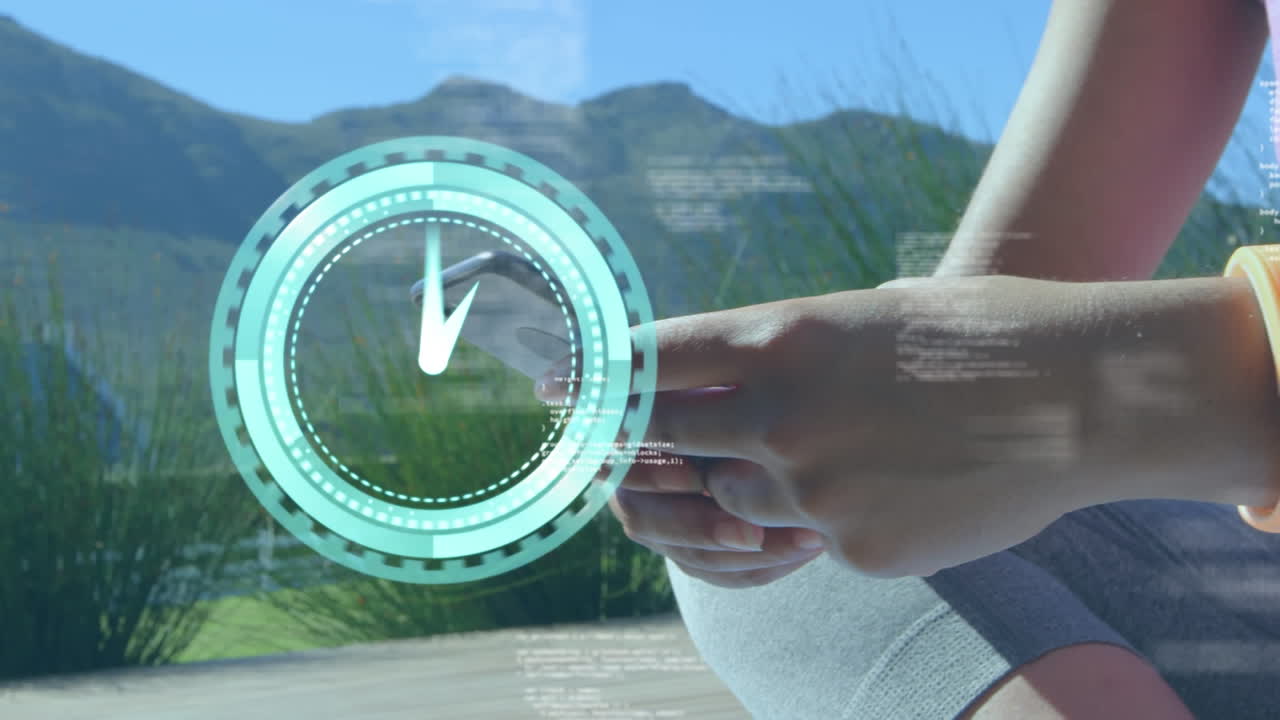 녹색 배경에서 움직이는 데이터 정보의 디지털 복합