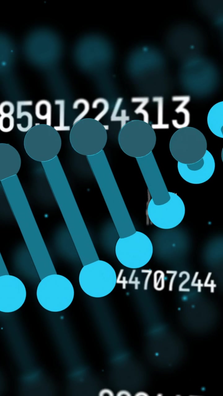 Processing scientific data, DNA strand intertwining with binary coding in animation