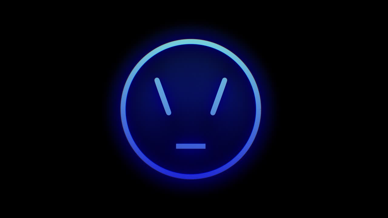 Glowing bright blue smile sign. 3d animation rendering neon colorfully wire. Animation UHD 3840x2160.