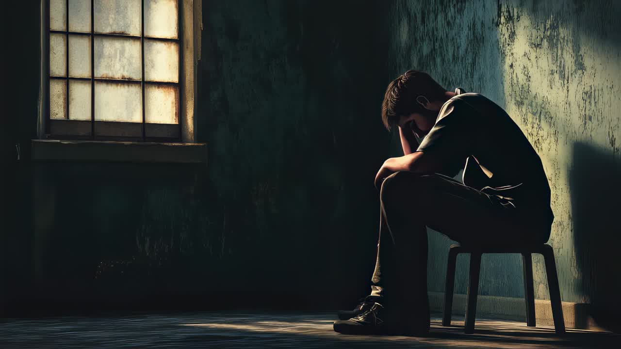 A Young Man's Despair in a Dim Room