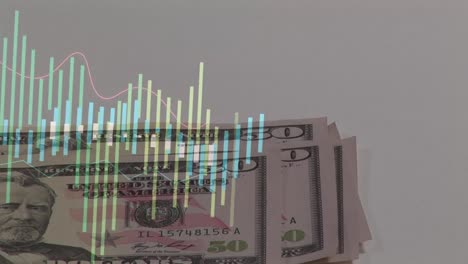 animation of data processing over banknotes