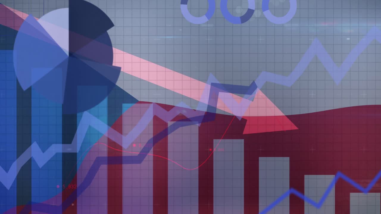 animación de estadísticas y procesamiento de datos sobre la bandera de la república checa