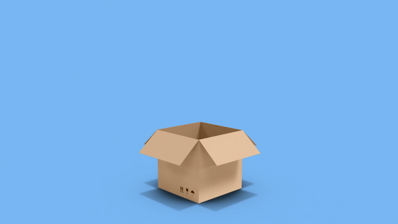 video generado digitalmente de una caja de cartón 4k