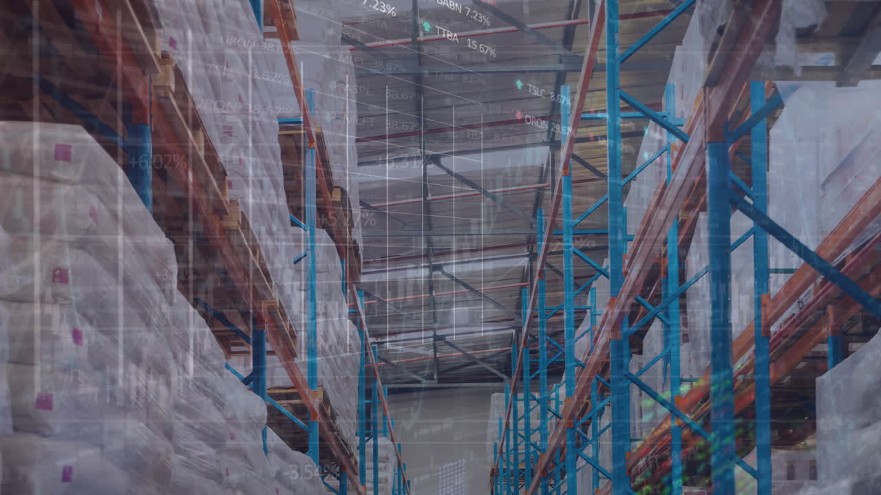 빈 창고에서 금융 데이터 처리의 애니메이션