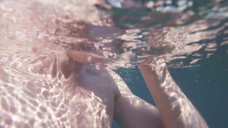 free diving swimming treading water