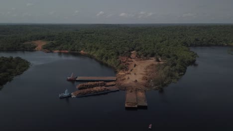 deforestation of the amazon rainforest along the tocantins river - aerial view