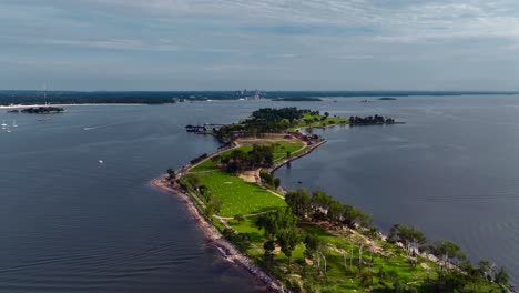 an aerial view of the tranquil and secluded beauty of hart island in the long island sound