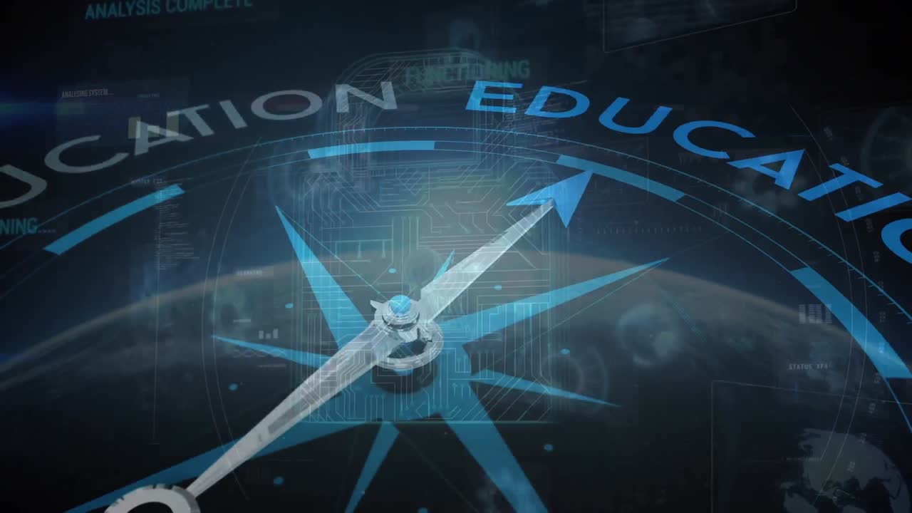 온라인 보안 락 위의 텍스트와 함께 나침반의 애니메이션