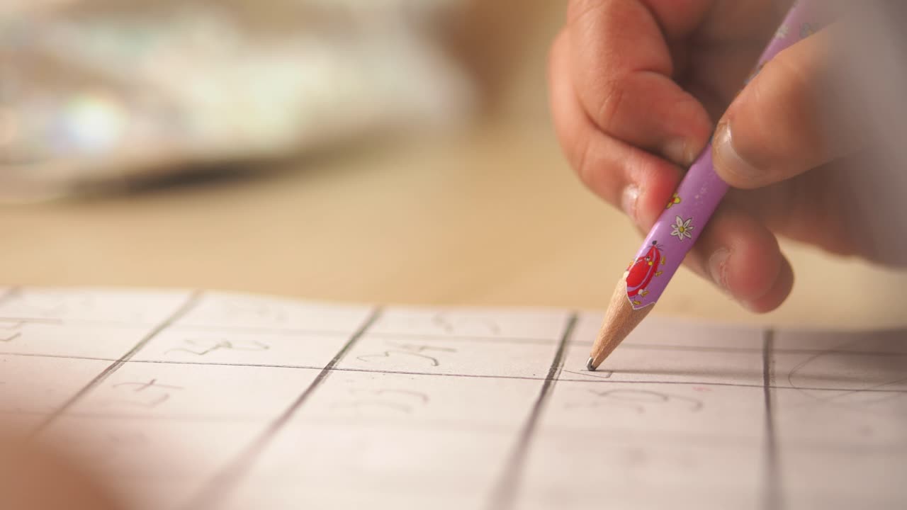 Writing with a pencil on paper