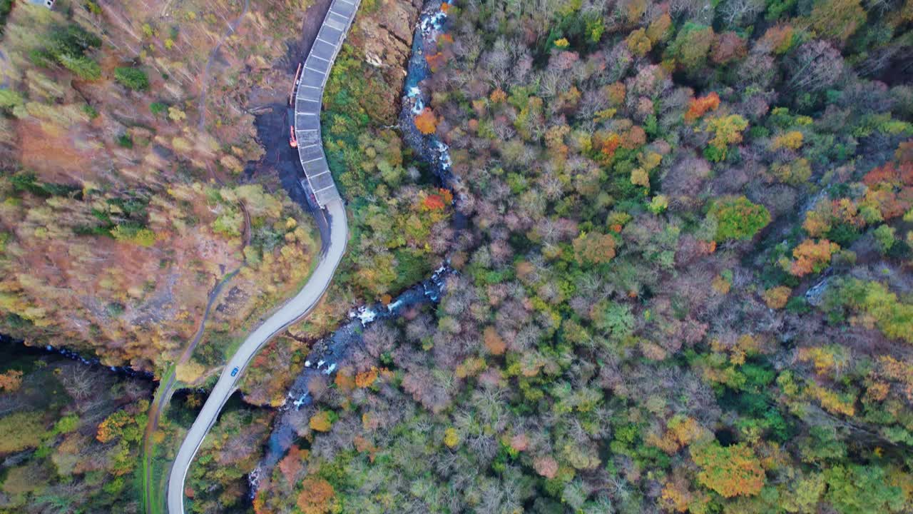 Autumn road in French Pyrenees, scenic route to Cauterets