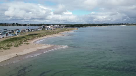 Strand-Mudeford-Sandbank-Christchurch-Großbritannien-Drohne,-Antenne