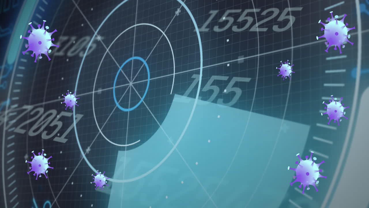 코로나 19 세포의 애니메이션과 숫자 처리 범위