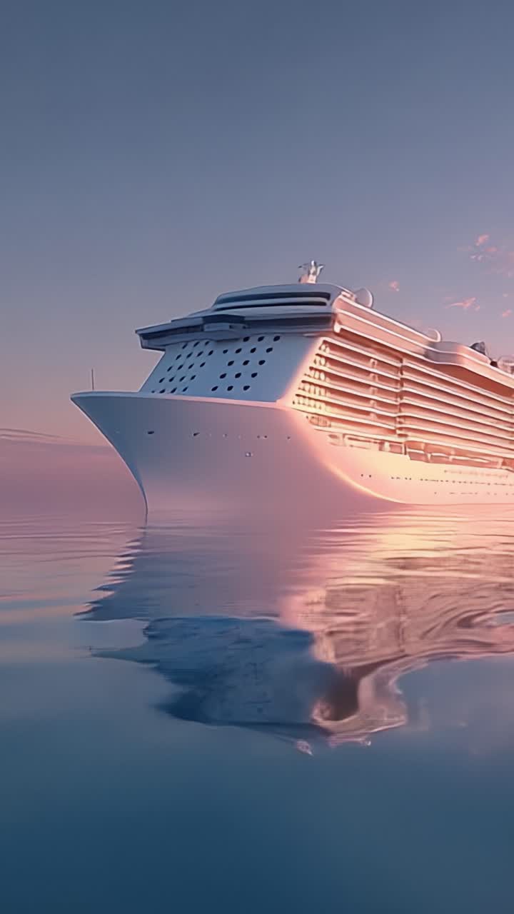 Maestosa nave da crociera che solca le acque tranquille all'alba, catturando l'essenza dei viaggi di lusso e della bellezza oceanica