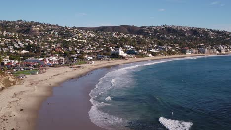 aerial over laguna beach on a sunny day
