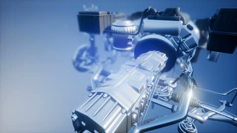 detailed car engine and other parts