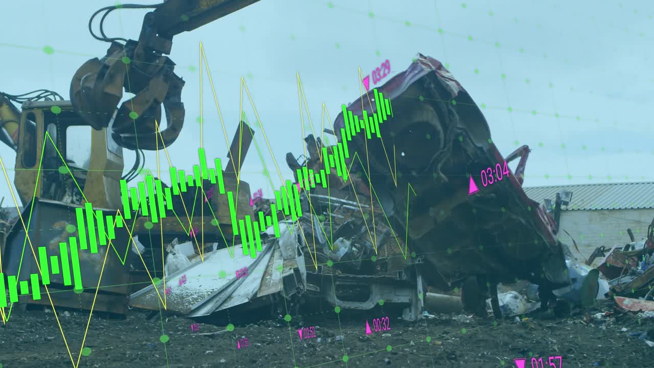 animación del procesamiento de datos financieros en el vertedero.