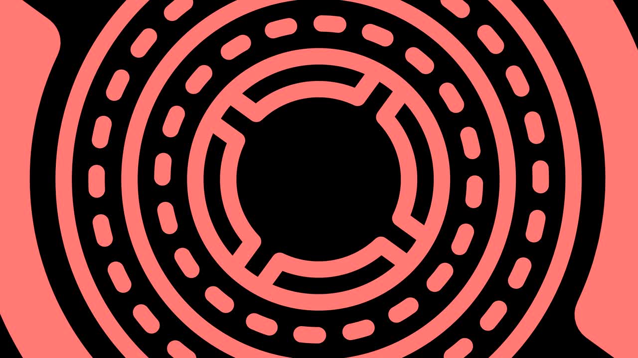 diseño gráfico que gira en el centro y aumenta el tamaño, para cubrir todo el fondo y desaparecer.